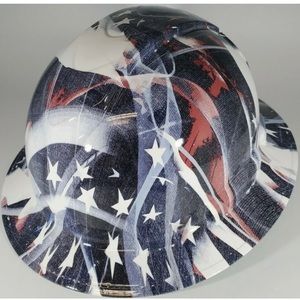 New Full Brim Hard Hat Custom Hydro Dipped FADED GLORY AMERICAN FLAG